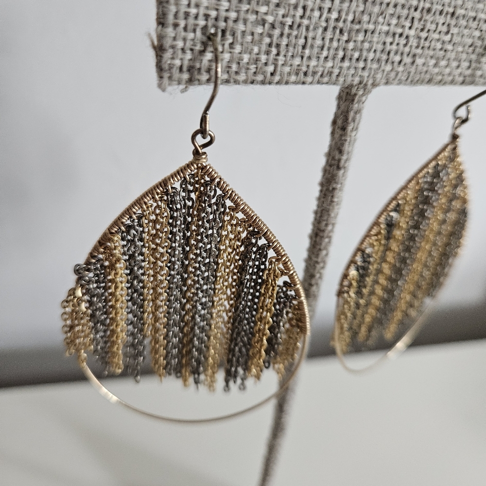 CITRINE BY THE STONES Mixed Metal "Rain" Teardrop Hoop Earrings - Picture 5 of 9
